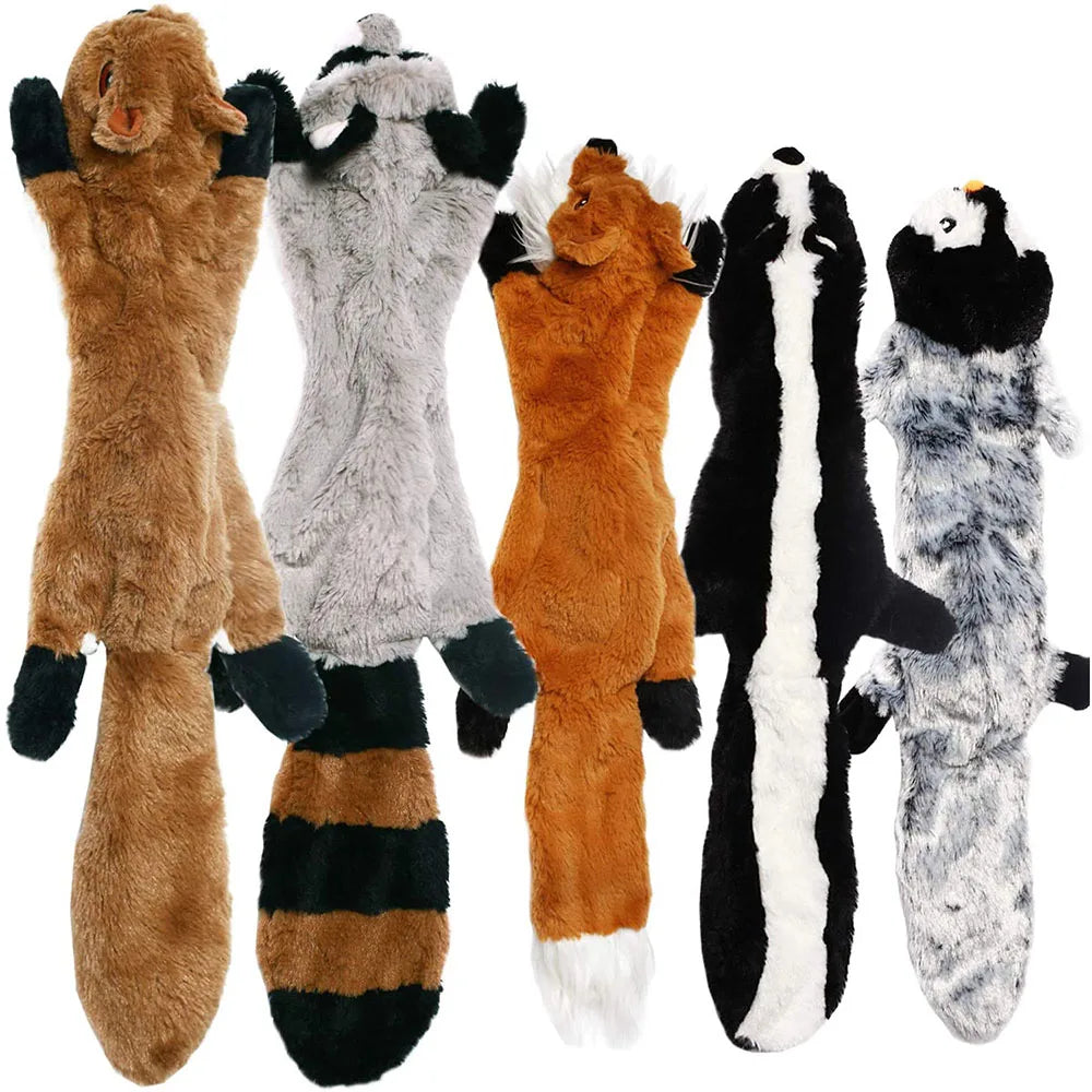 Stuffingless Plush Animal Dog Toys with Squeakers